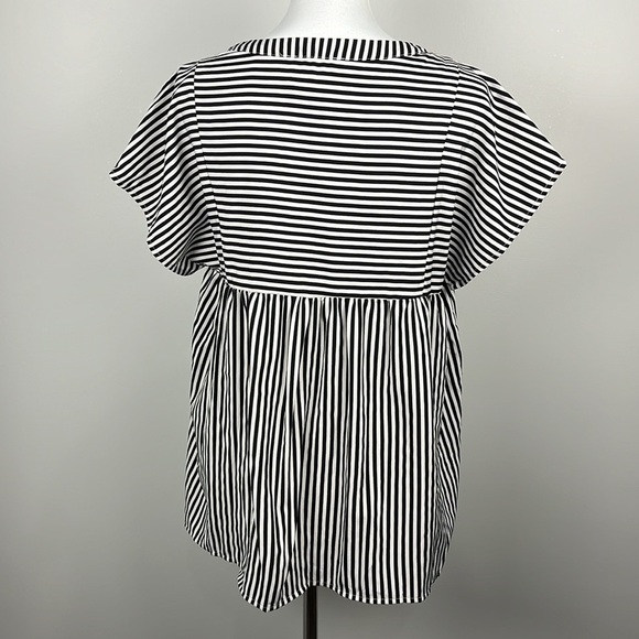 Savanna Jane Striped Multi Color Embroidered Boho Peasant Flowy Popover Top Sz L - Picture 4 of 11